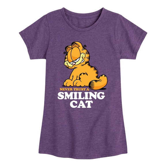 Garfield - Never Trust Smiling Cat - Toddler And Youth Girls Short Sleeve Graphic T-Shirt