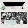 thumbnail image 5 of Desk Mat, Abstract Black White Ink Liquid Waves Extended Gaming Mouse Pad Large, 35.4"x15.7" Big Mouse Pad with Non-Slip Base and Stitched Edge, Long Computer Keyboard Mouse Mat for Home Office Work, 5 of 7