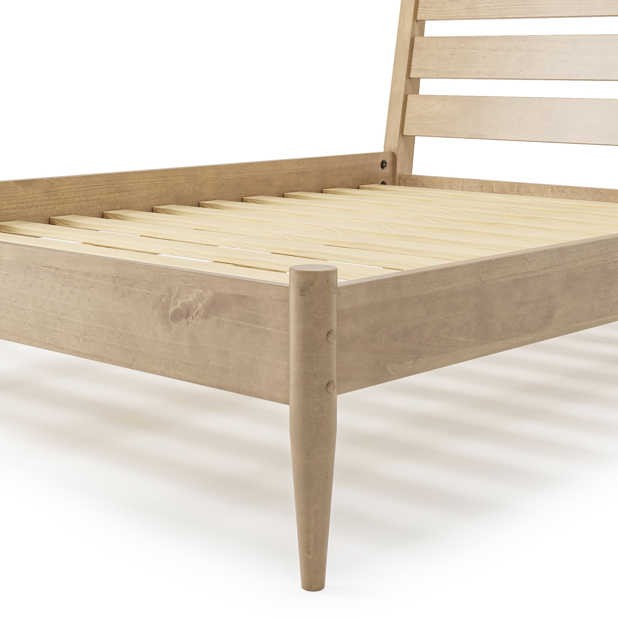 Camaflexi Mid-Century Modern Platform Bed, 100% Solid Wood Bed, Light Oak