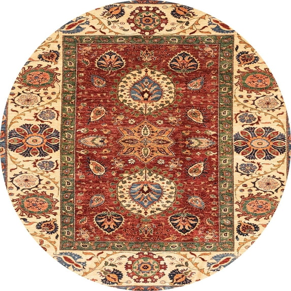 Ahgly Company Indoor Round Abstract Red Abstract Area Rugs, 8' Round