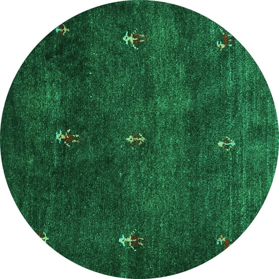 Ahgly Company Indoor Round Abstract Turquoise Blue Contemporary Area Rugs, 3' Round