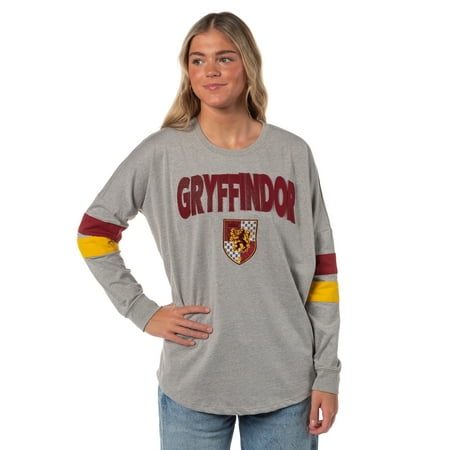 Harry Potter Gryffindor Lightweight Embroidered Varsity Jersey Pullover Long Sleeve Tops For Women