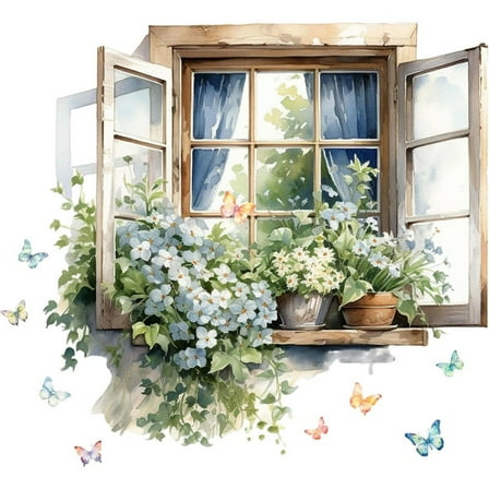 Daisy Window Clings Plant Window Sticker Watercolor Wall Sticker Self-Adhesive Floral Window Stickers Ornament For Home Office School