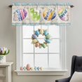 thumbnail image 3 of Valance Curtains for Kitchen Windows Easter Rabbit Egg Flower Butterfly Rod Pocket Valance Retro Linen Blue Checkered Short Window Curtain Topper for Bedroom Living Room Bathroom 42x12in,1&nbsp;Panel, 3 of 9