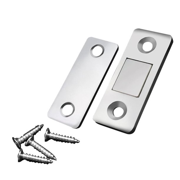 Kenally Tope de puerta de adsorción, Tope de puerta de Metal Invisible ultrafino para puertas correderas de fijación de armario, con Herramientas y ferretería skruvar