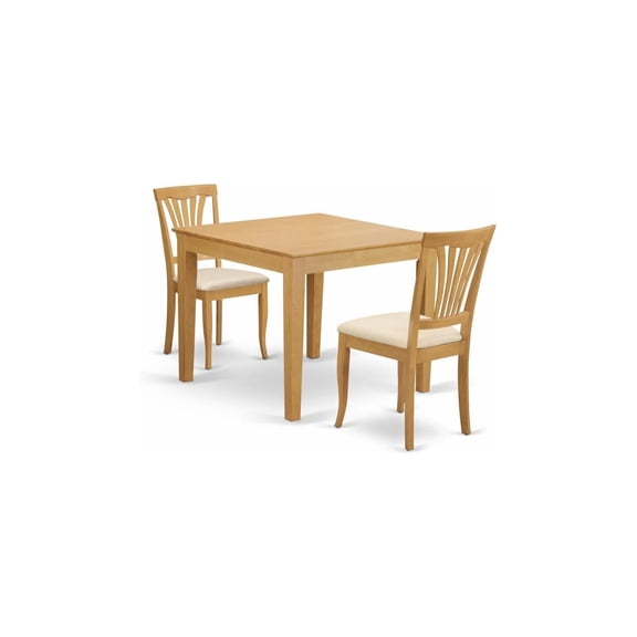 HomeStock 3 Piece Dinette Set for 4 Includes a Square Dining Room Table and 4 Linen Fabric Kitchen Dining Chairs, 36x36 Inch,Oak