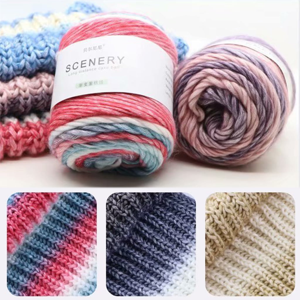 Rainbow Cotton Cake Yarn Hand Knitted Fancy Yans Hand-Woven DIY Ball Wool  Gradient Color Yarn Segment Dyed Crochet Shawl Blanket