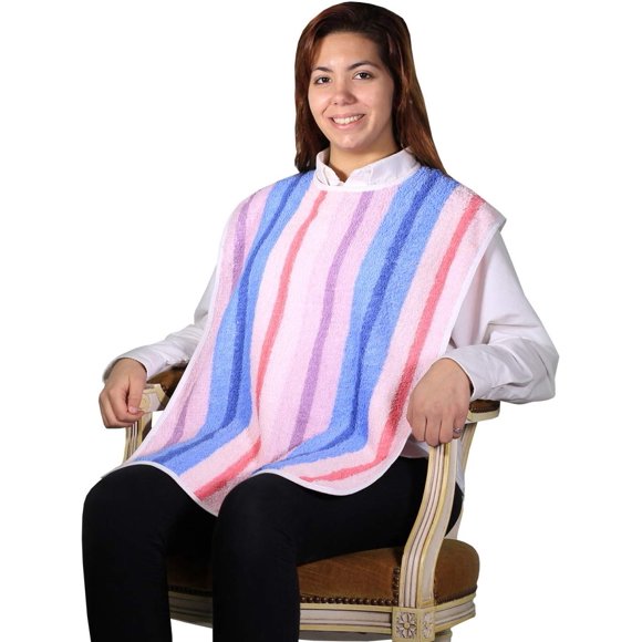 AMU Solutions Lot de 3 - Bavoirs en Tissu Éponge pour Adultes Aînés avec Fermeture à Boucle. Repas