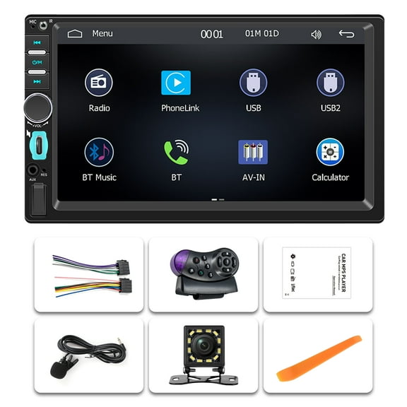 NURATIT Double Din 7" Touch Screen Stereo Bluetooth Radio Car Apple/Android Carplay GPS F7018C
