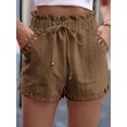 thumbnail image 3 of Women'S Plus Size Wide Leg Summer Shorts High Waisted Hollow Out Boho Shorts with Pockets Dark Brown M, 3 of 3