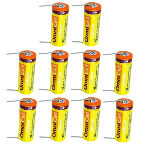 10x Omnicel ER18505 3.6V 3.8Ah Sz A Lithium Battery Tabs Sensors Detectors