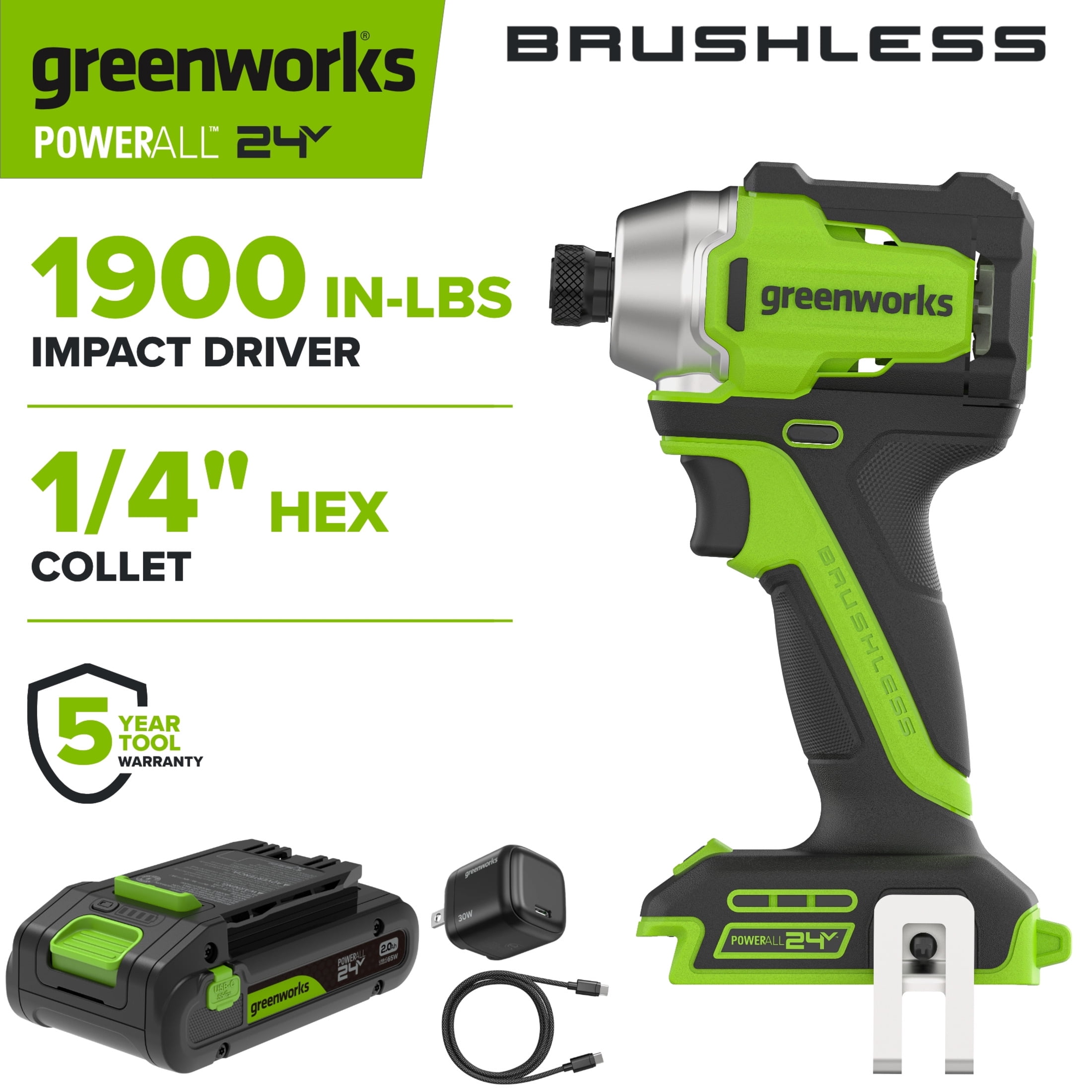 Greenworks Pro PowerAll 24V Brushless 2200 In-lb Impact Driver
