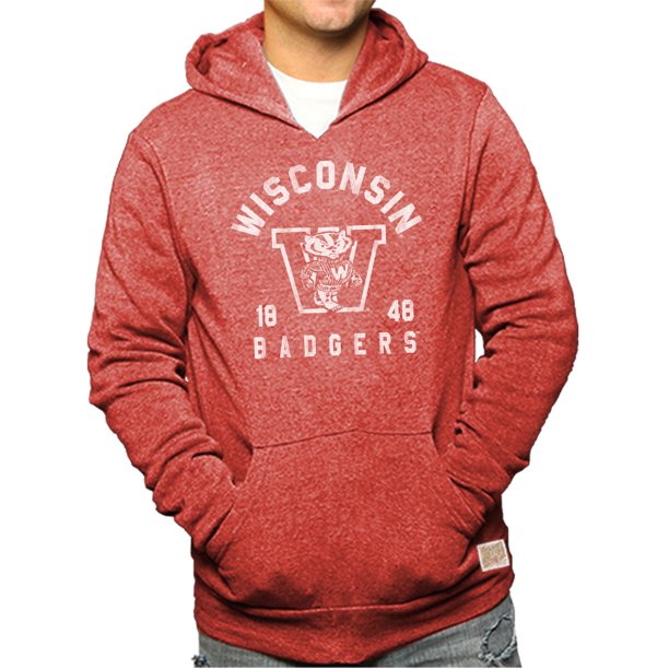 Wisconsin Badgers Adult Vintage Logo Hooded Sweatshirt Red