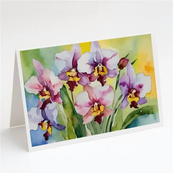 Orchids in Watercolor Greeting Cards and Envelopes Pack of 8 7 in x 5 in
