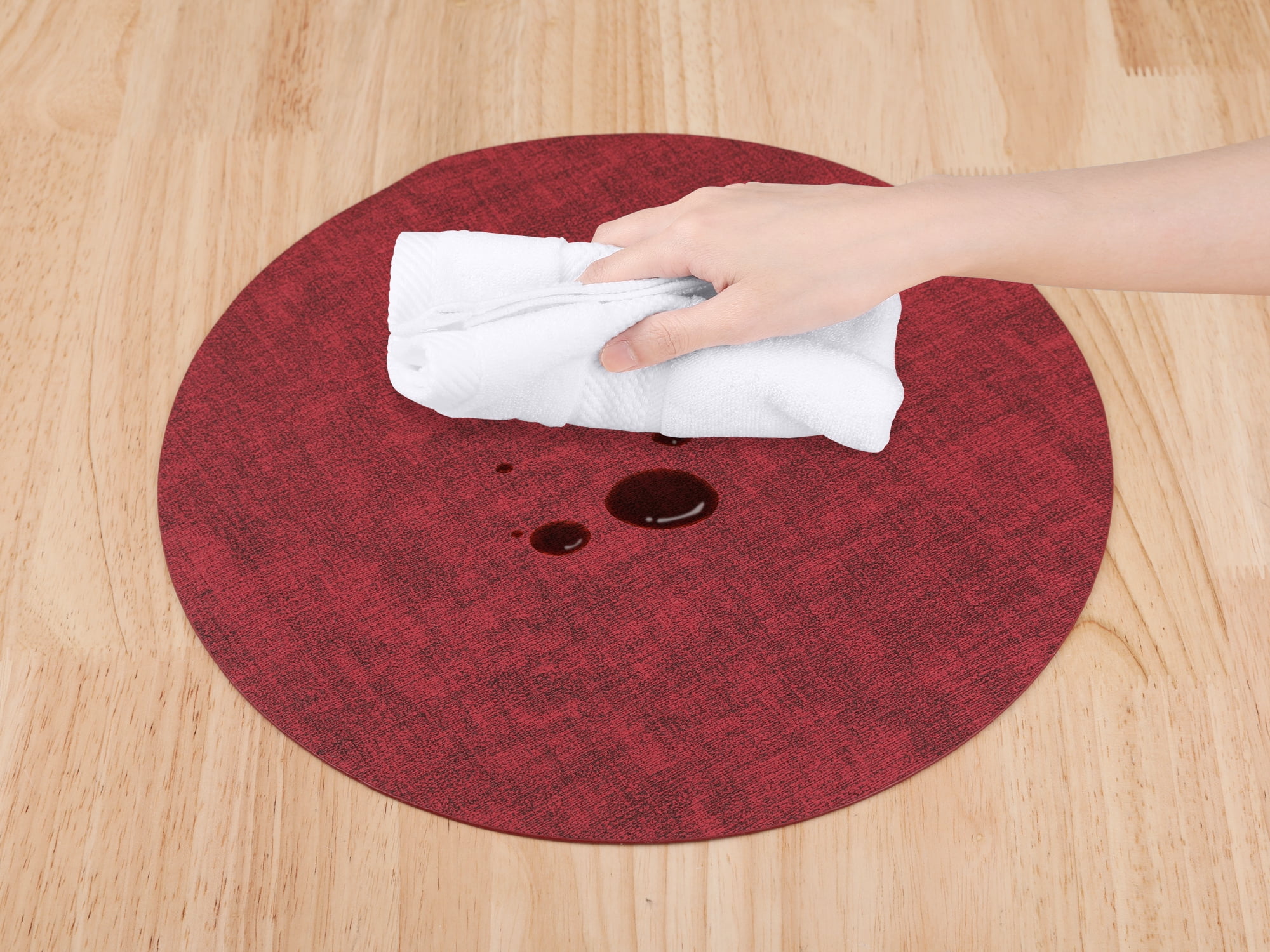 Unique Bargains Kitchen Placemats Washable Table Mat Wipeable Placemats Burgundy 13x13in