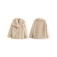 thumbnail image 2 of Women'S Faux Fur Coat Faux Fur Jacket Long Sleeve Lapel Furry Winter Jackets Parka Short Coat Khaki M, 2 of 5