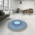 thumbnail image 4 of Ahgly Company Machine Washable Indoor Square Transitional Azure Blue Area Rugs, 8' Square, 4 of 7