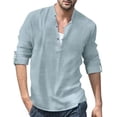 thumbnail image 5 of Camisa Henley De Lino Con Cuello Alto, Manga Larga, Casual,, 5 of 5