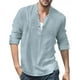 thumbnail image 5 of Camisa Henley De Lino Con Cuello Alto, Manga Larga, Casual,, 5 of 5