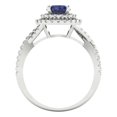 thumbnail image 4 of 1.3125 ctw with Simulated Diamond Halo Accents Anniversary Ring for Women | Round Cut Simulated Blue Sapphire | Hyperallergenic Solid 18K White Gold, 4 of 5