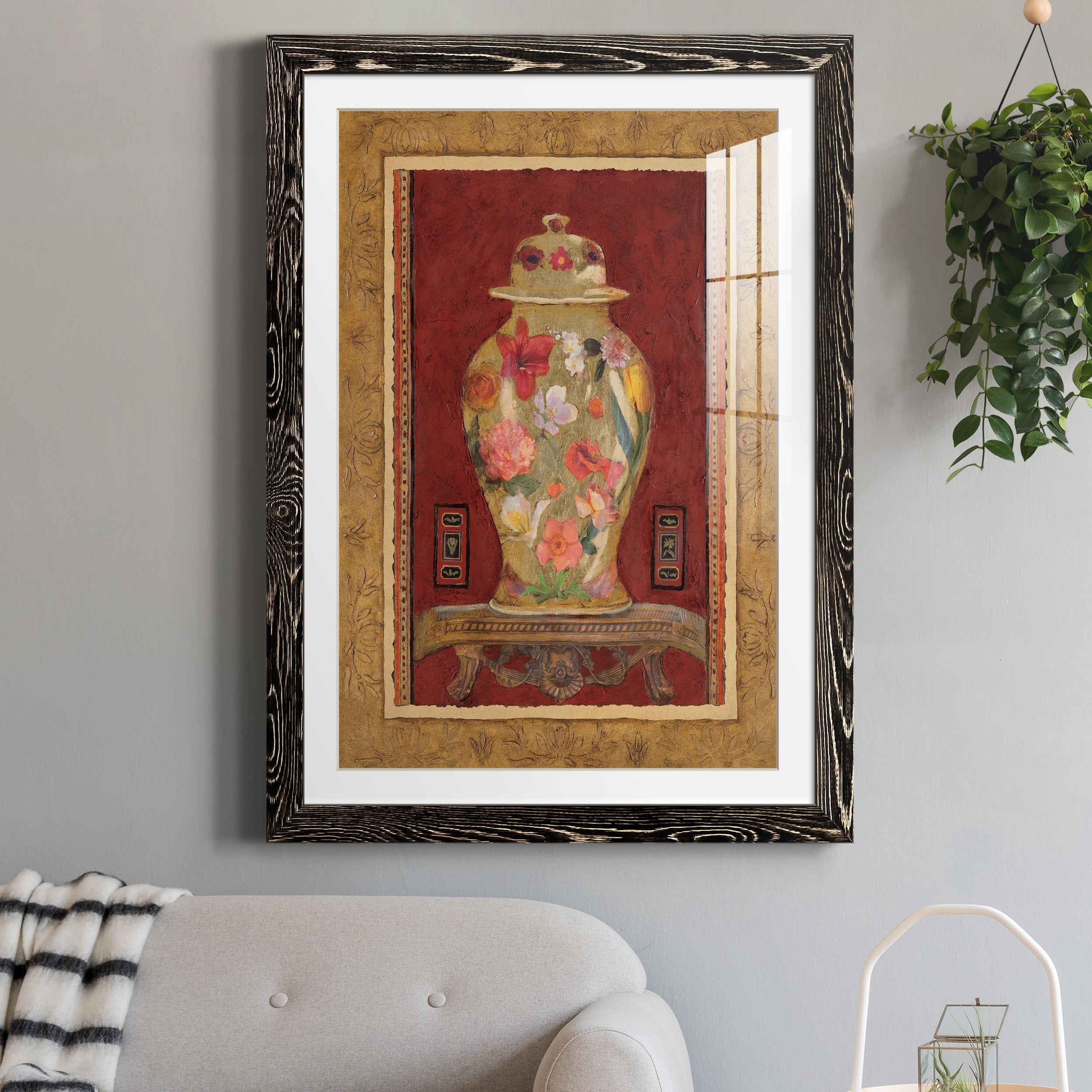 Romantic Urn I - Premium Framed Print - Distressed Barnwood Frame - Ready to Hang