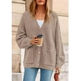 thumbnail image 4 of PRETTYGARDEN Fall Chunky Cardigan Sweaters for Women Button Long Lantern Sleeve Knit Oversized Sweater Coats with Pocket, 4 of 10