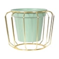 thumbnail image 2 of Jardinera hidropónica con soporte metálico para botellas de vino – Terrario de plantas de escritorio de hierro para decoración del hogar, verde rosa, 2 of 6