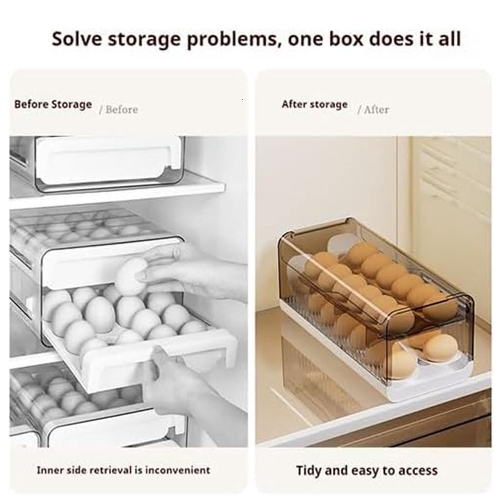HannLk Space Saving Refrigerator Eggs Holder Eggs Storage Organizer For Easy Access