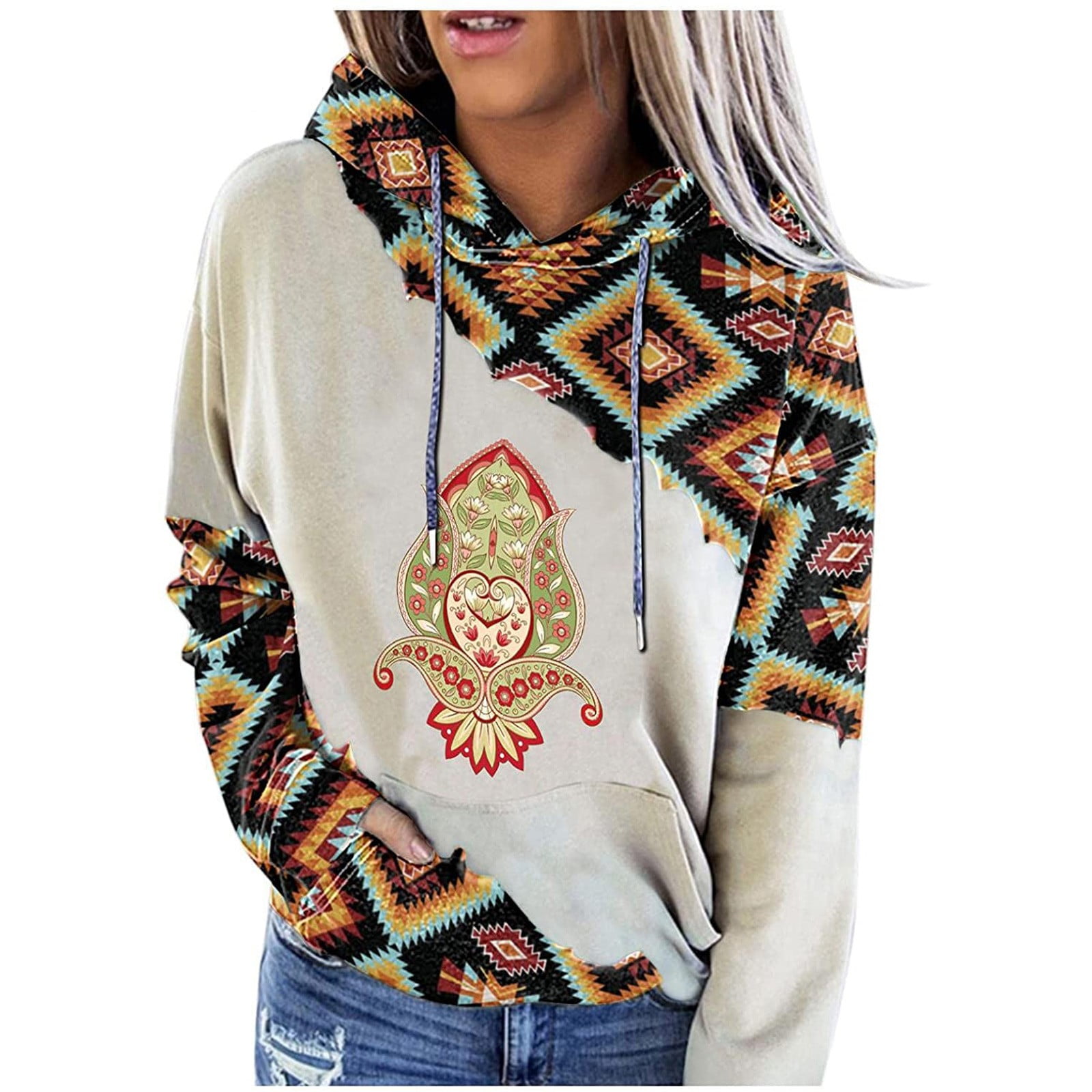 geometric print hoodie