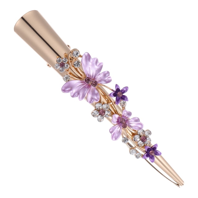 Pinza para el cabello delicada con diseño floral vintage, pasadores de aleación, pinza grande tipo pico de pato