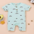 thumbnail image 2 of FNNMNNR Infant Toddler Unisex Baby Boy Girl Romper Clothes Sunshine Ribbed Short Sleeve One Piece Jumpsuit Outfits Green 0-6 Months, 2 of 7