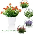thumbnail image 3 of Artificial Potted Flowers 4pcs Fake Small Plant in Pot Mini Faux Plant Door House Office Tabletop Kitchen Colorful Greenery Decor, 3 of 5