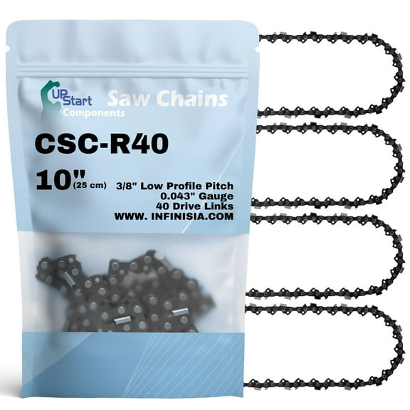 4-Pack 10-Inch Chainsaw Chain R40 Replacement for Husqvarna T536 LiXP - (10", 3/8", .043", 40 DL)