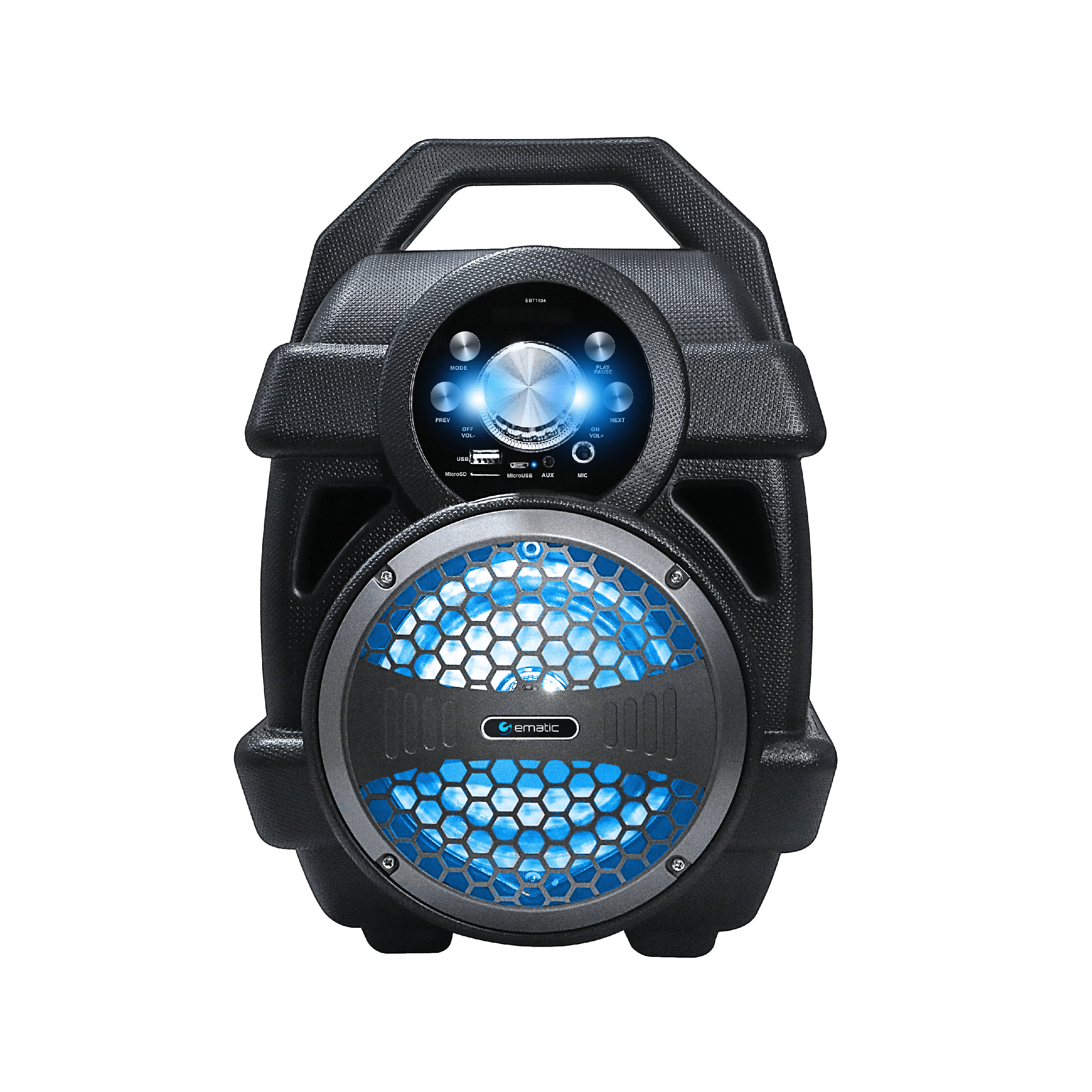 Ematic Portable Bluetooth Speaker with FM Transmitter, Black, EBT1134