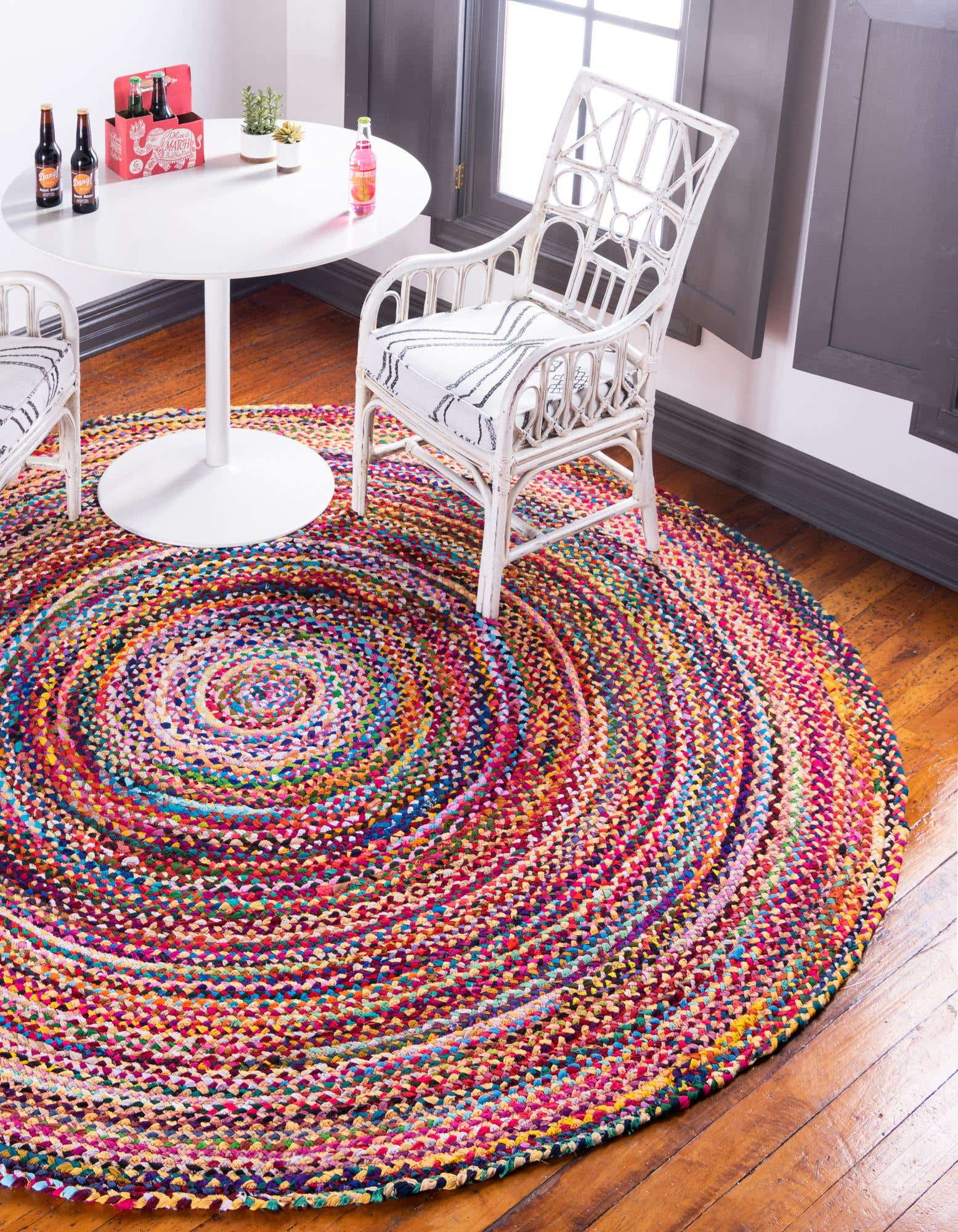 100% Cotton Farmhouse Rugs for Living Area Rug Hand Braided Round ...