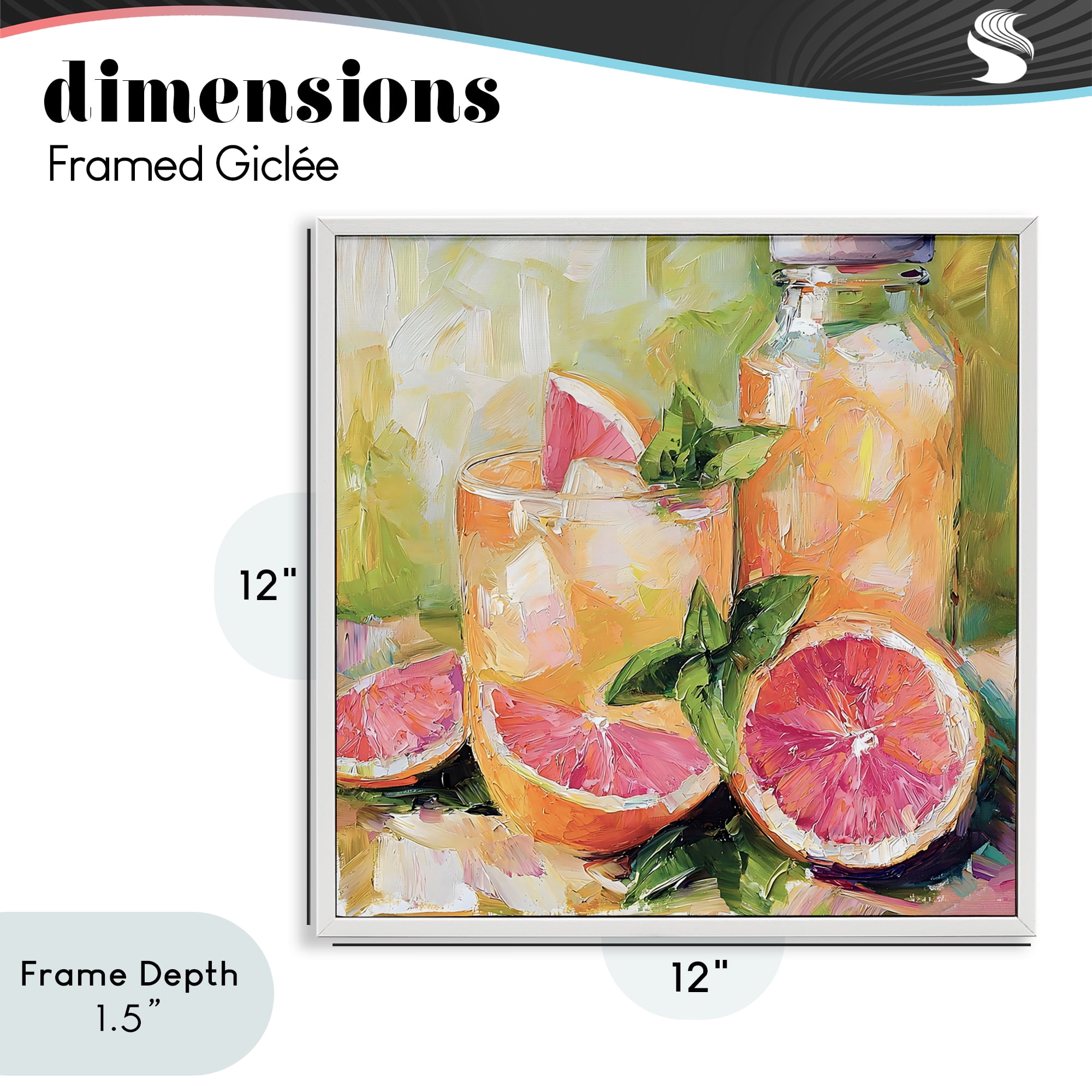 Stupell Industries Grapefruit Summer Refreshment White Framed Giclee Art, design by Riley B