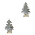 thumbnail image 4 of QualitChoice Tabletop Christmas Tree New Year Xmas Decortaion Warm White Lighting Batter Operated Dining Table Ornament Silver 2Set, 4 of 6