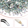 thumbnail image 2 of 1-Conjunto de Strass de Resina con Respaldo Plano, Cristales de 5mm para Manualidades/Ropa/Decoración de Uñas, Paquete de 15000 con 1 Bolígrafo de Cera y 1 Pinza [Blanco AB], 2 of 6
