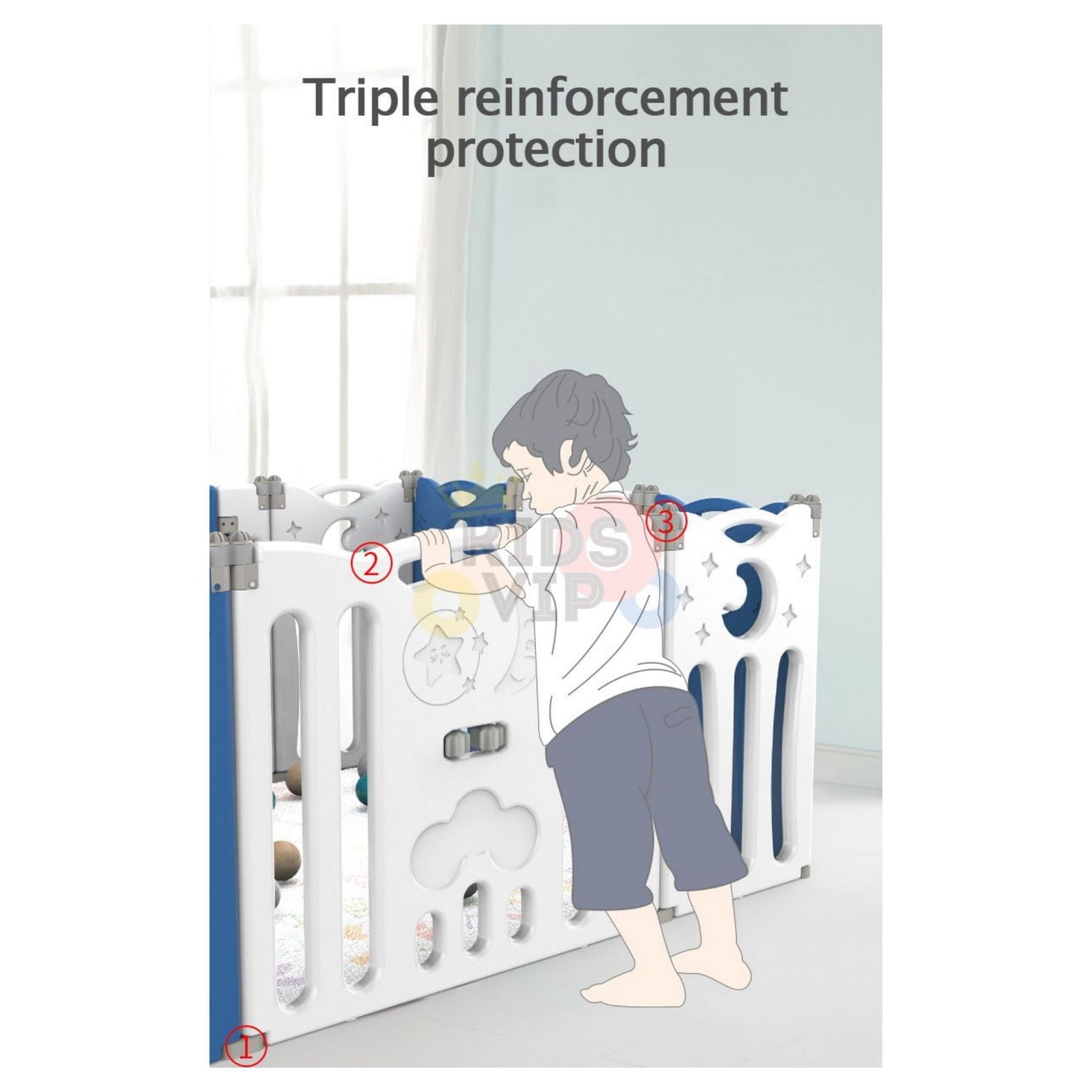 KidsVIP 20 Panels Indoor/Outdoor Foldable Playpen, Fence, Safety Play yard with Activity for Toddlers and Infants