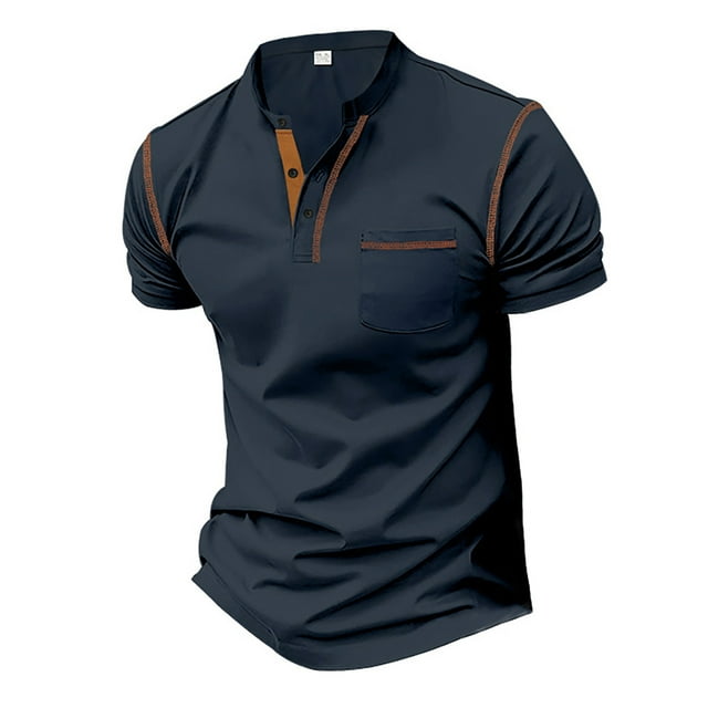 Ramiter Chemises de Golf pour Hommes Coupe Régulière Séchage Rapide Polo Marine,P