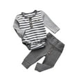thumbnail image 2 of 6-9 Months Newborn Baby Boy Clothes Romper Jumpsuits 2Pcs Clothing Set Cute Infant Outfit Gray, 2 of 3