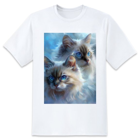 Basic Oversize Tees For WomenCat Loose Boyfriend Shirts Casual Blouse round neck