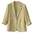 thumbnail image 6 of WRFWUL Womens Cotton Linen Blazer 3/4 Sleeve Open Front Notched Collar Jacket Casual Work Office Lightweight Coat with Pockets, 6 of 6