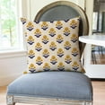 thumbnail image 3 of Block Print Throw Pillow Covers 18x18 Inch Set of 2 Yellow and Blue Vintage Boho Floral Outdoor Summer Decorations Decorative Throw Pillows Cases Covers for Home Living Room Couch Decor, 3 of 6