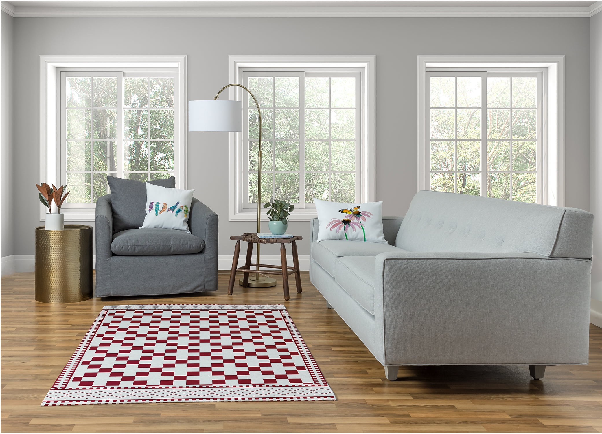 Simply Daisy 4' x 6' Red Cross and Squares Rug