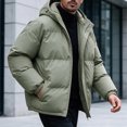 thumbnail image 5 of Men's Thick Puffer Jacket Solid Color Warm Hooded Winter Coat Stand Collar Zip Up Padded Outerwear for Daily, 5 of 7