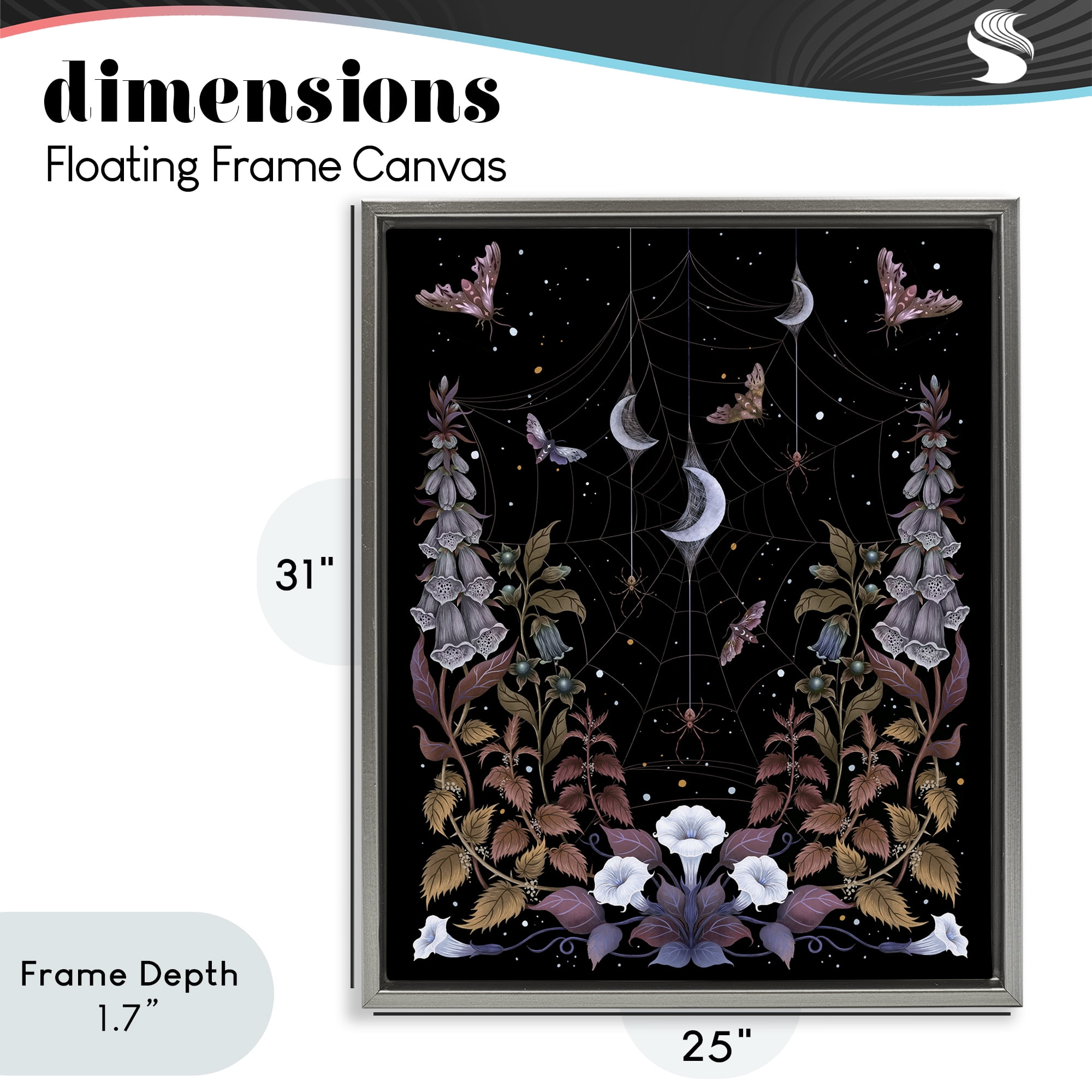 Stupell Industries Witch Garden with Spider Webs Gray Framed Floater Canvas Wall Art, design by Episodic Drawings