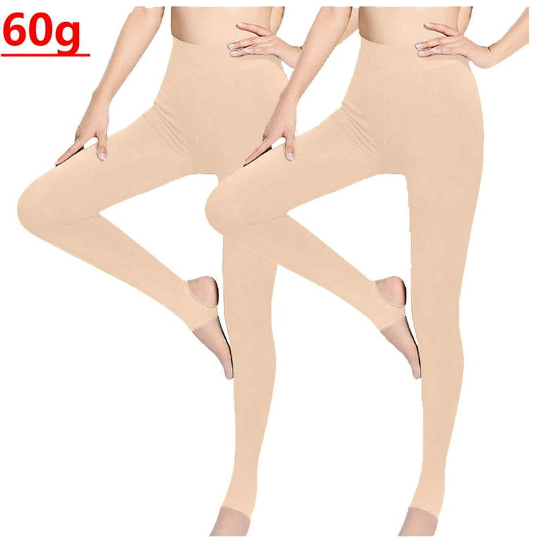 Winter Fleece Lined Nude Thermal Tights for Women - 2PC