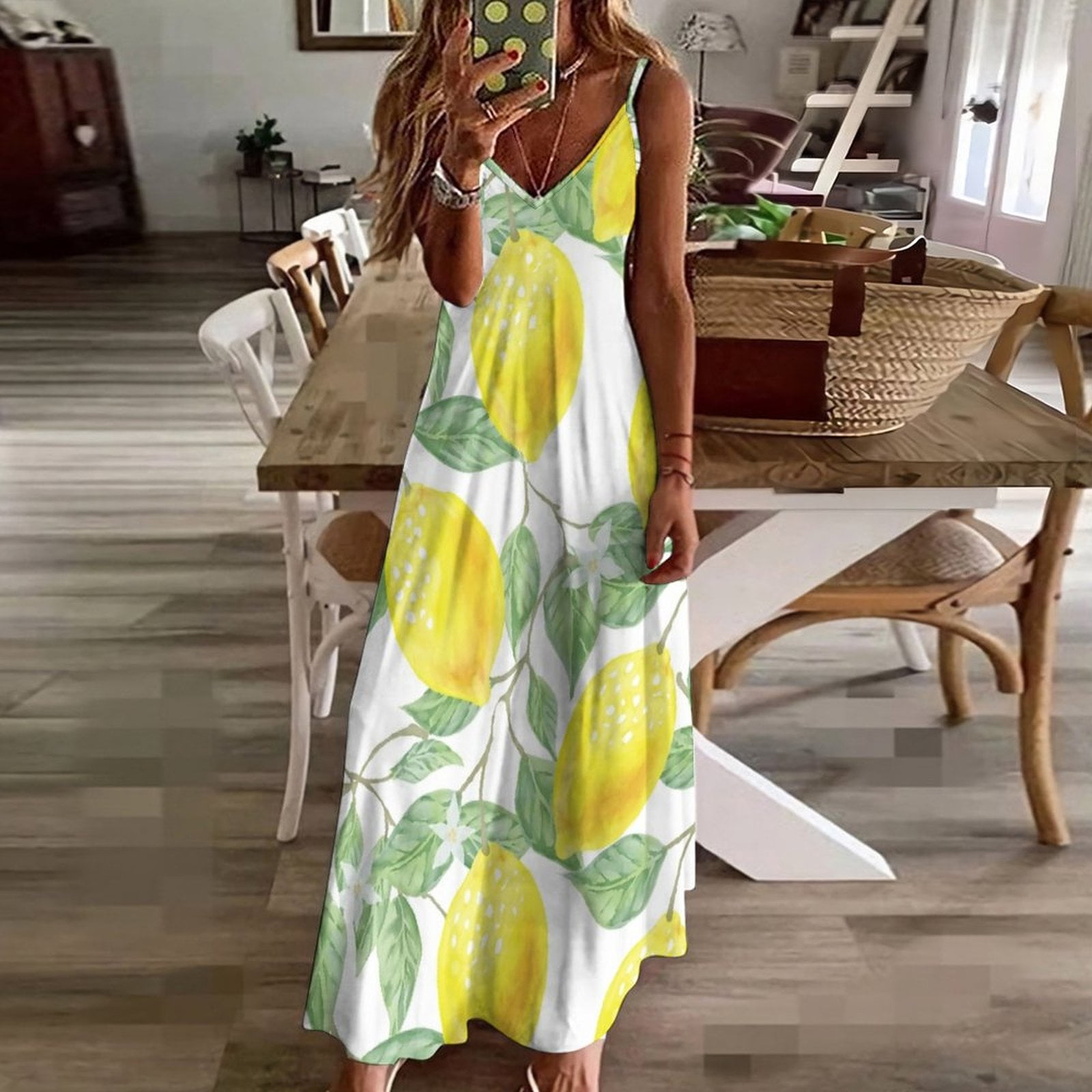 Lemon Print Sleeveless Dress birthday dress beach dress summer dresses  ladies for pregnant women - Walmart.com