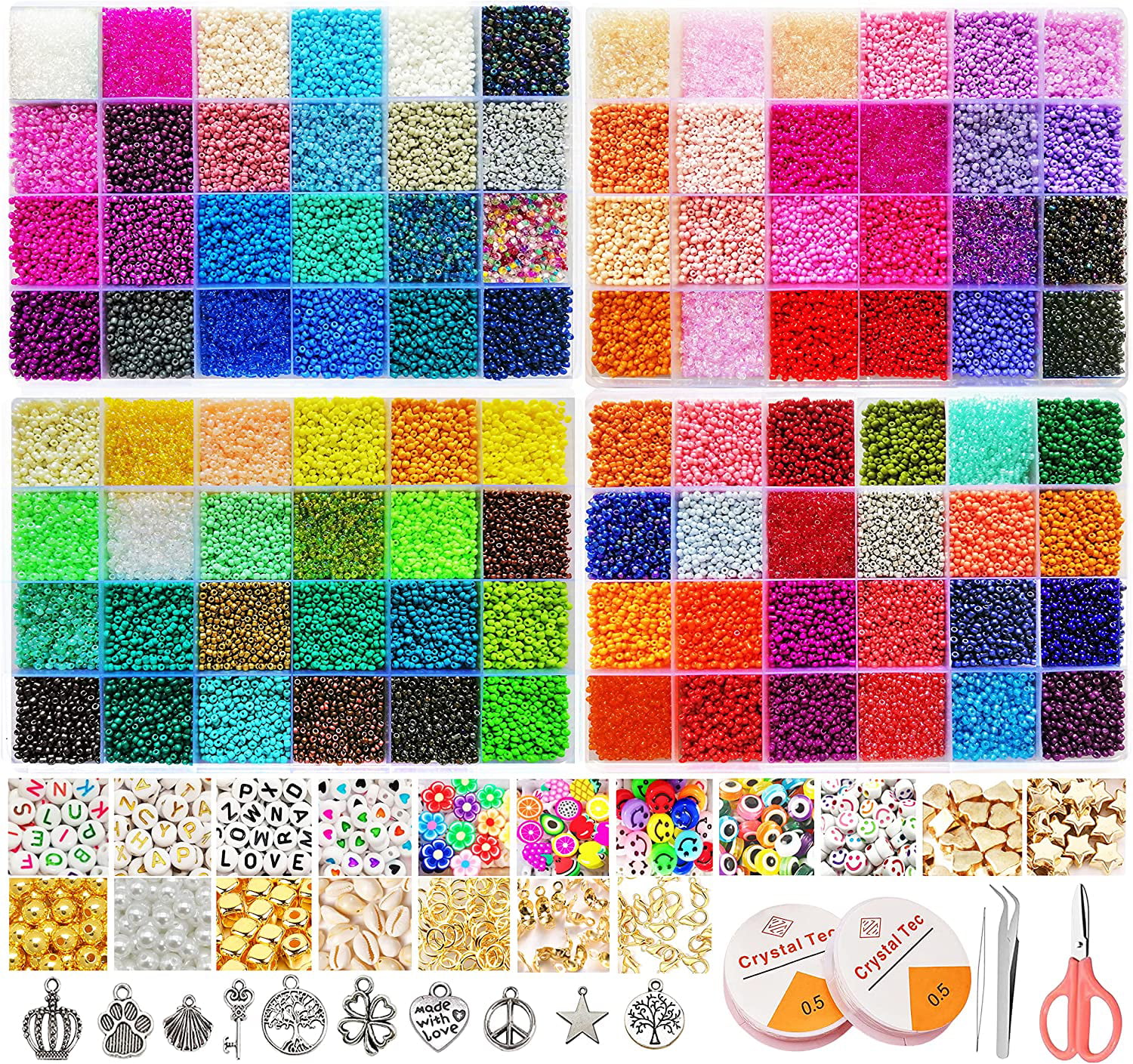 Hello Hobby Multicolor Pony Plastic Beads, 500-Pack, Boys and